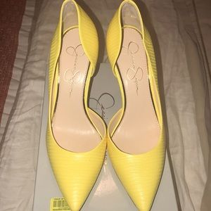 Jessica Simpson Claudette Lizard Heel- Yellow